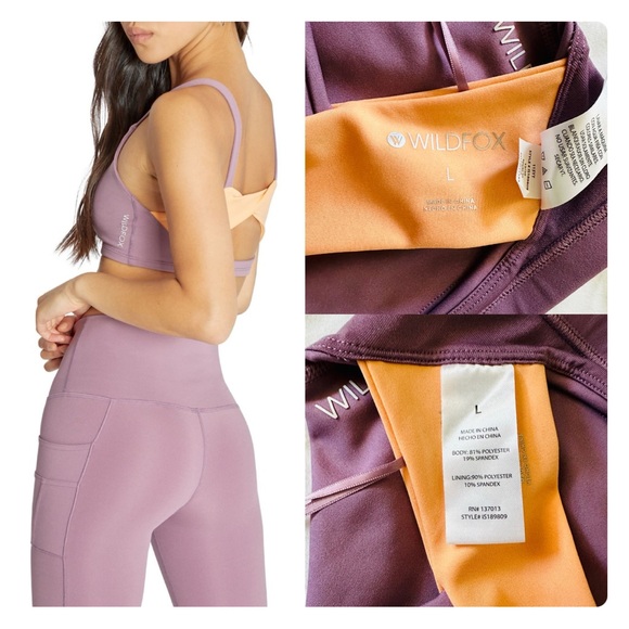 ★ Wildfox Karma Twist Back Sports Bra - Grapeade/LightIrange ★ - Picture 8 of 17